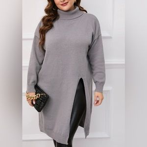 SHEIN plus size turtleneck split hem sweater dress- Size 16
